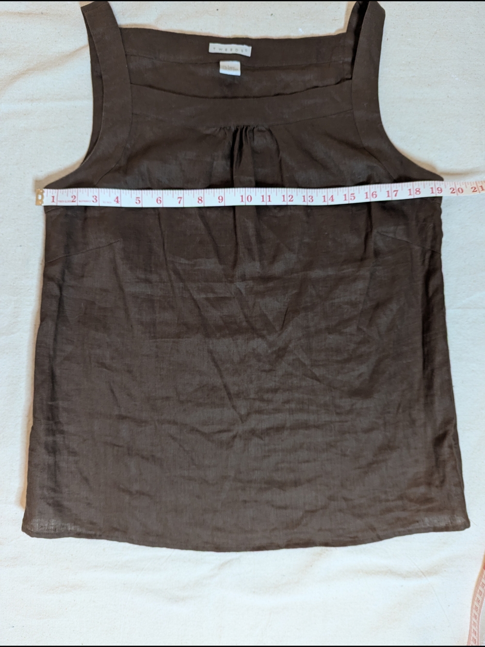 Tweeds Brown Sleeveless Linen Top